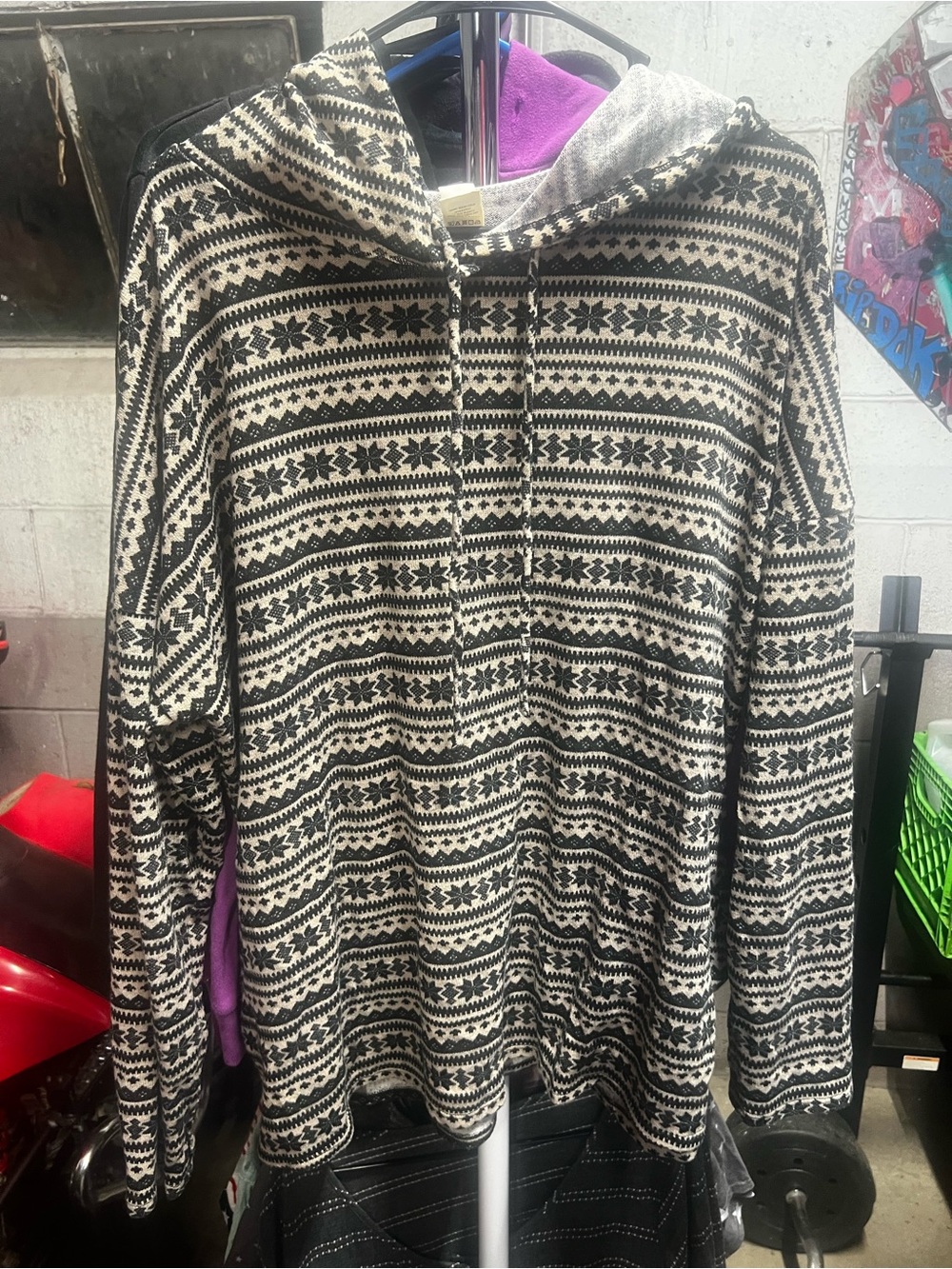 Sew In Love Black and Cream Zip-Up Hooded Sweater